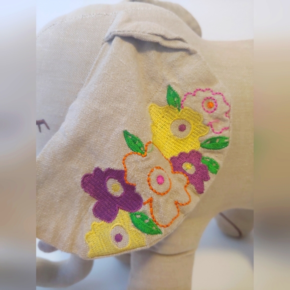 100%Cotton Embroidered Elephant Stuffed Toy - Picture 4 of 9